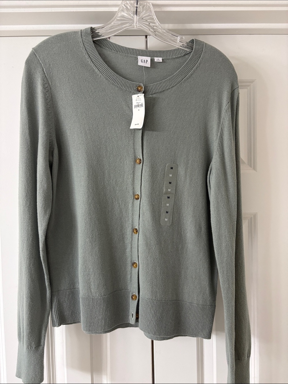 NWT! GAP Button-Front Cotton Knit Cardigan. Sage Mist Green Color. Sz M New!